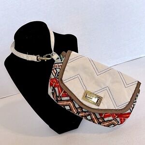 CINDA B colorful Chevron Quilted Nylon wristlet Ivory USA Pre-Owned
